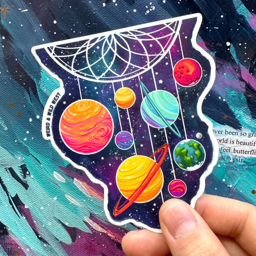 Cosmic Dreams sticker art, up close